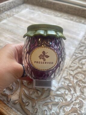 Reserved Purple Glass Jar Candle with Olive Green Lid Wallflower